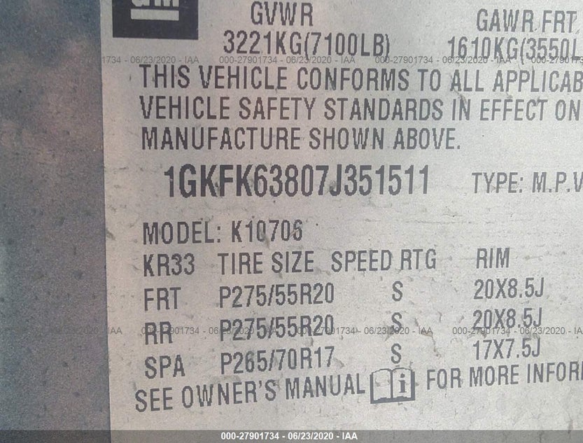 1GKFK63807J351511
