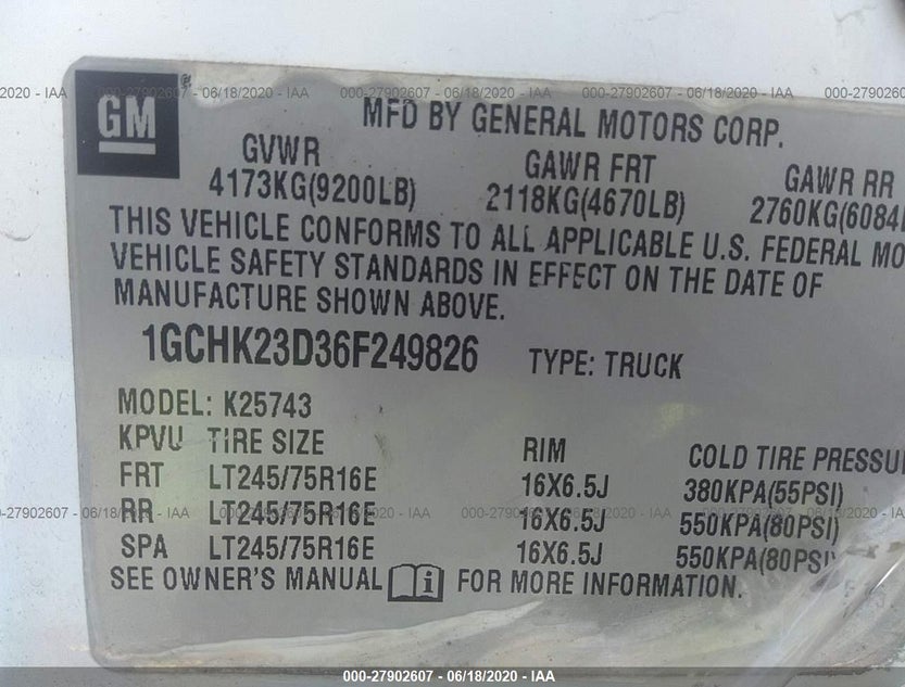 1GCHK23D36F249826