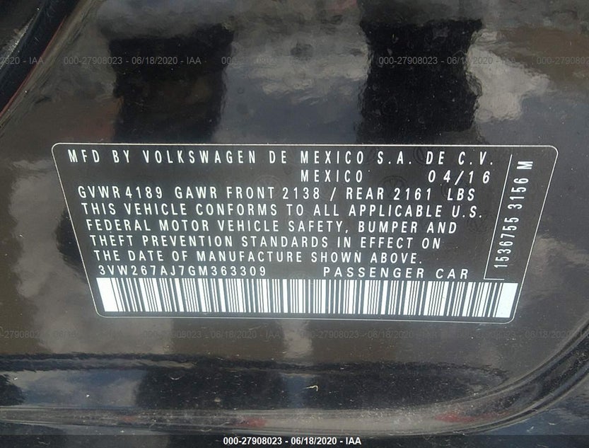 3VW267AJ7GM363309