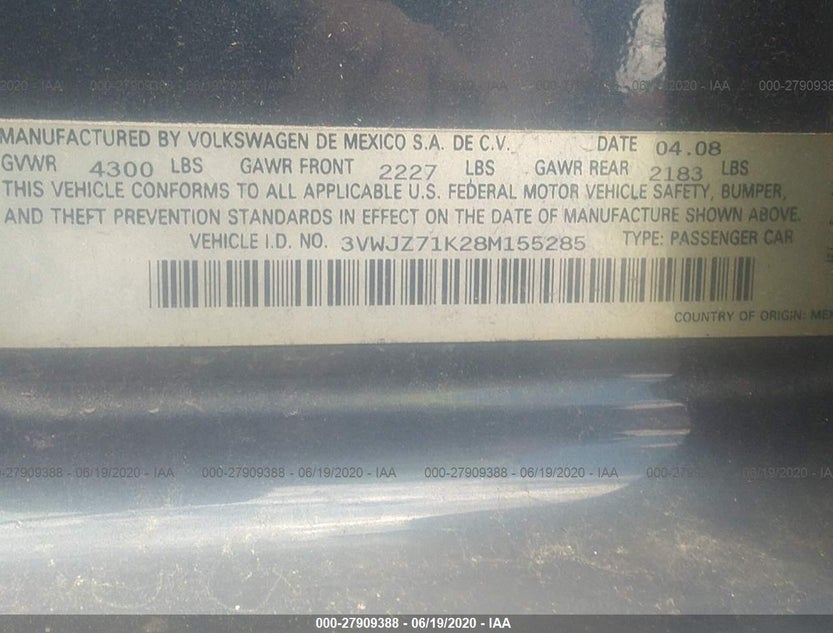 3VWJZ71K28M155285