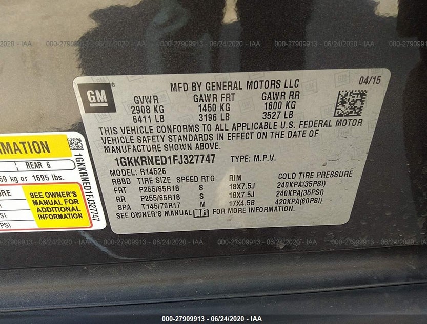1GKKRNED1FJ327747