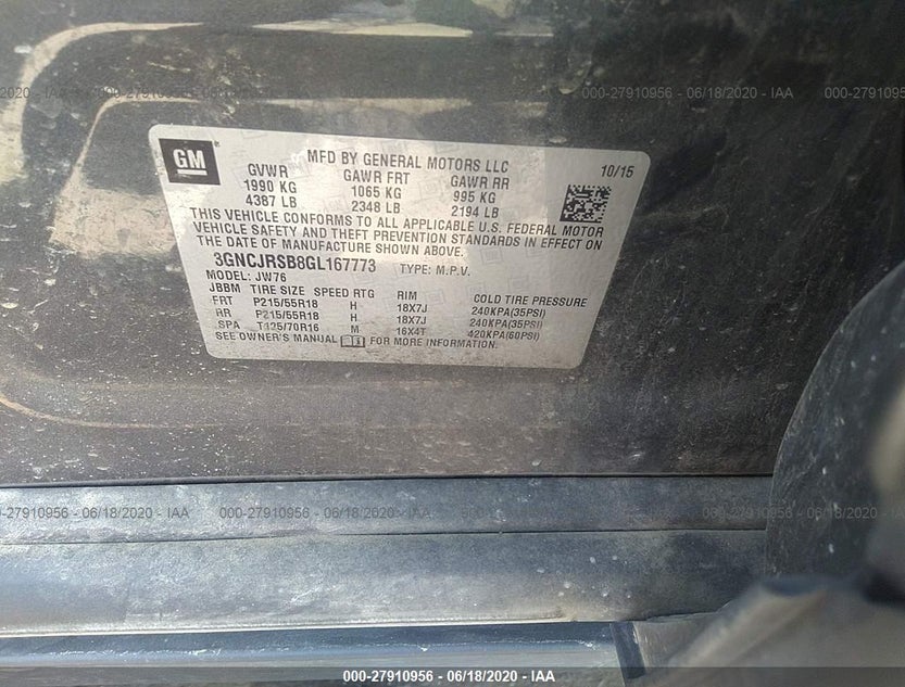 3GNCJRSB8GL167773