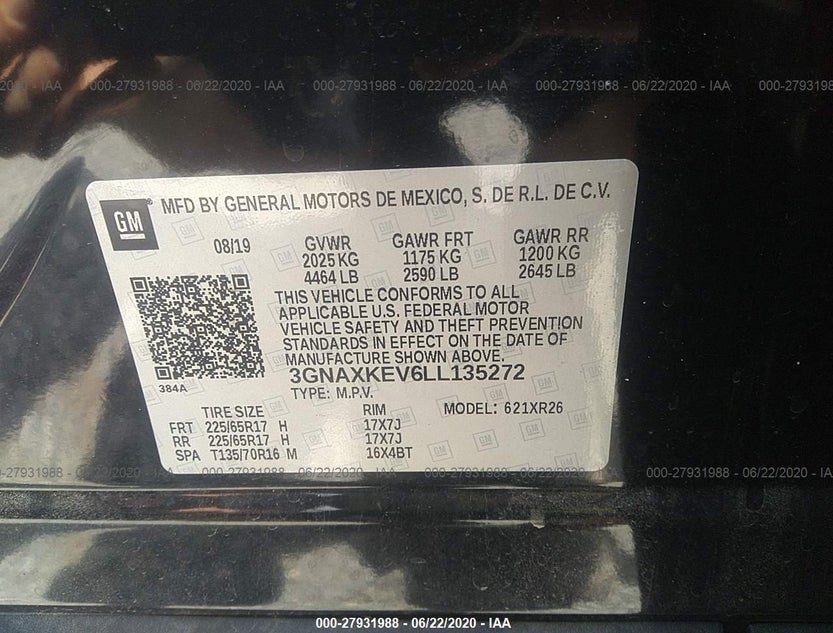 3GNAXKEV6LL135272