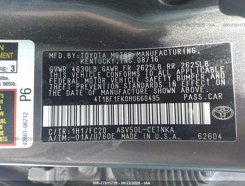 4T1BF1FK0HU660495