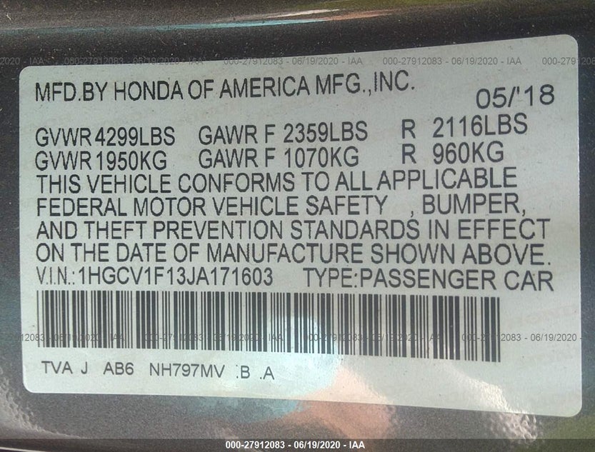 1HGCV1F13JA171603