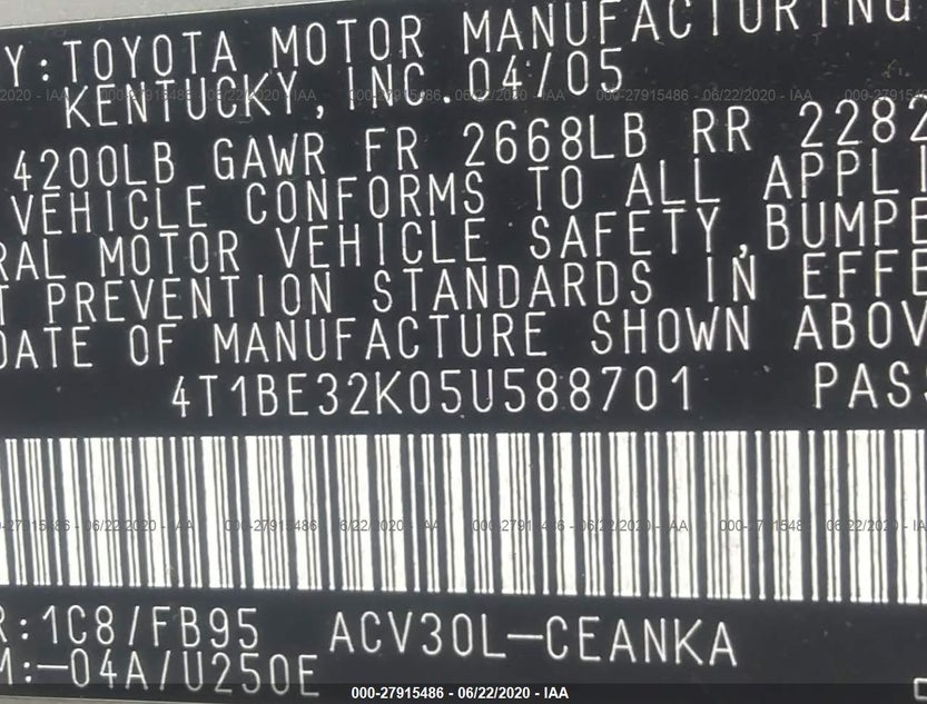 4T1BE32K05U588701