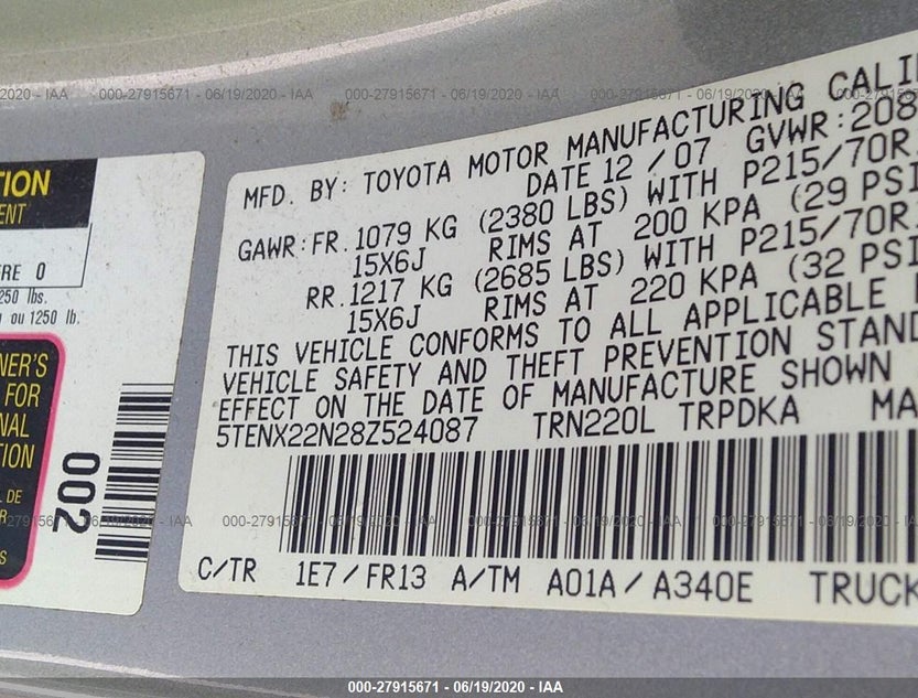5TENX22N28Z524087