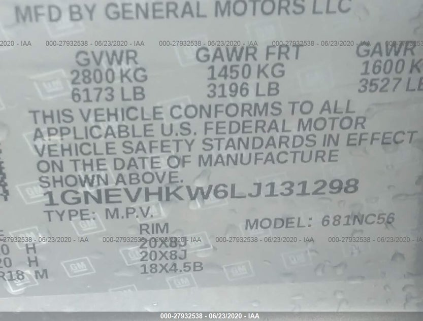 1GNEVHKW6LJ131298