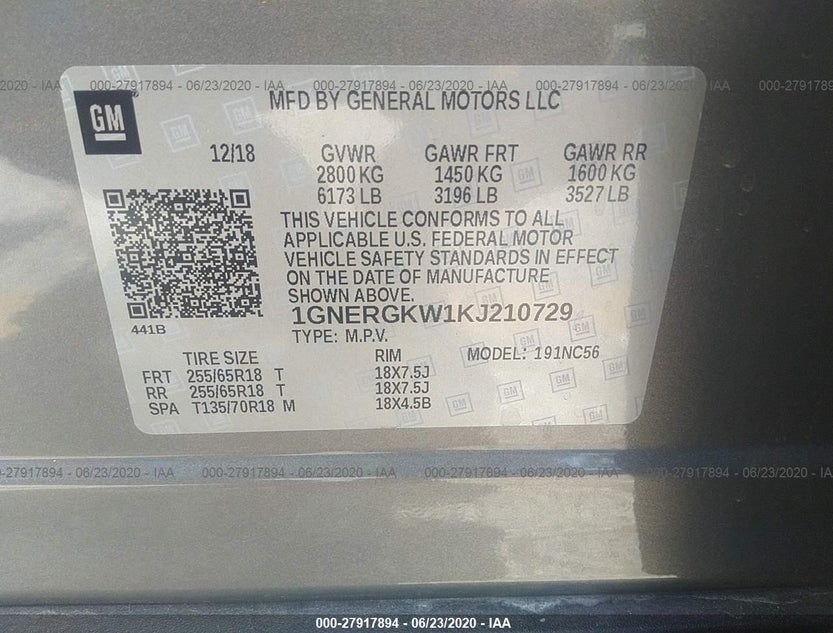 1GNERGKW1KJ210729