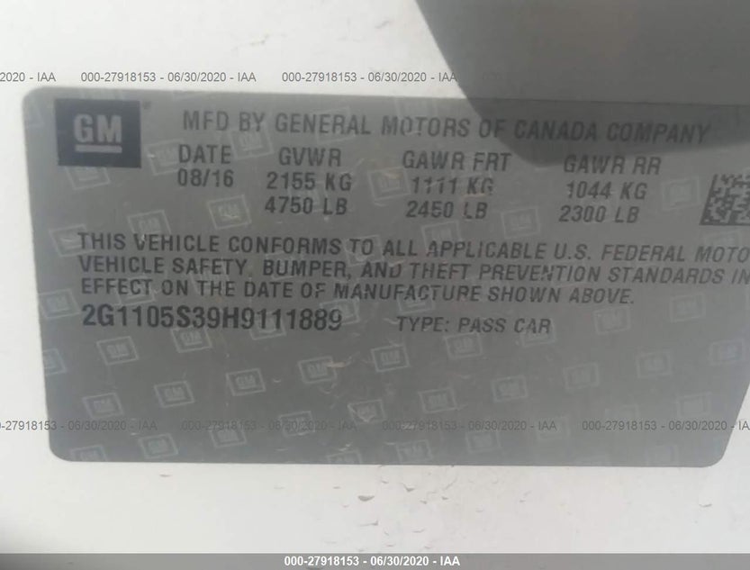 2G1105S39H9111889
