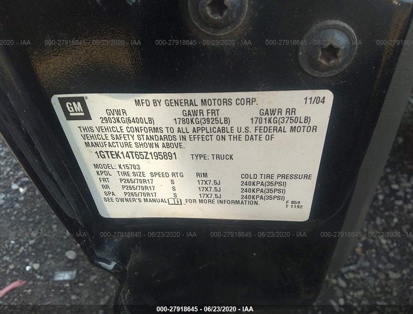 1GTEK14T65Z195891