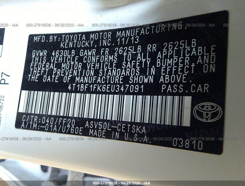 4T1BF1FK6EU347091