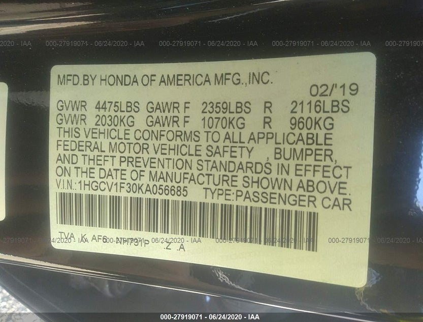 1HGCV1F30KA056685