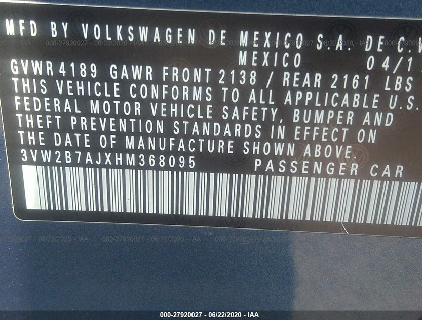 3VW2B7AJXHM368095