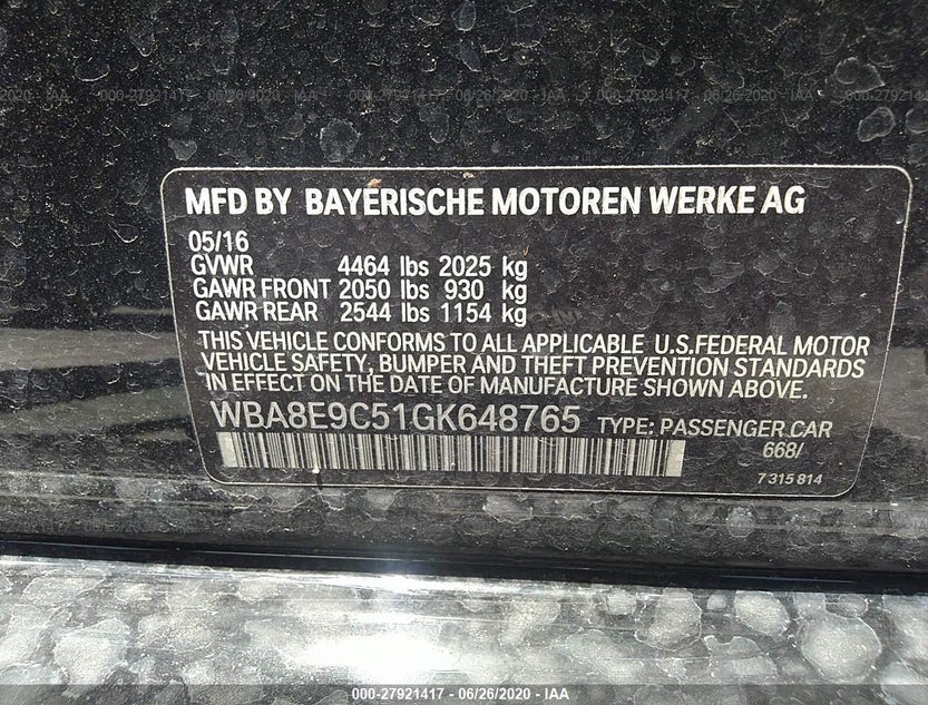 WBA8E9C51GK648765