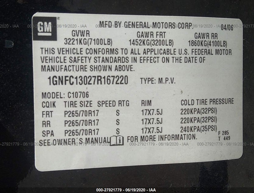 1GNFC13027R167220