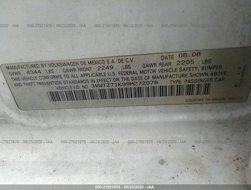 3VWTZ71K99M272078