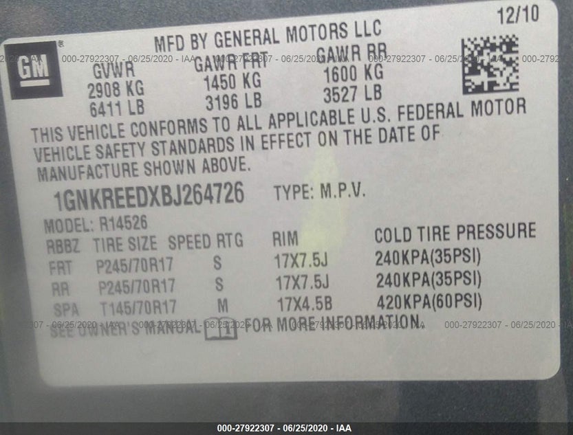 1GNKREEDXBJ264726