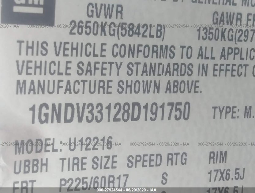 1GNDV33128D191750