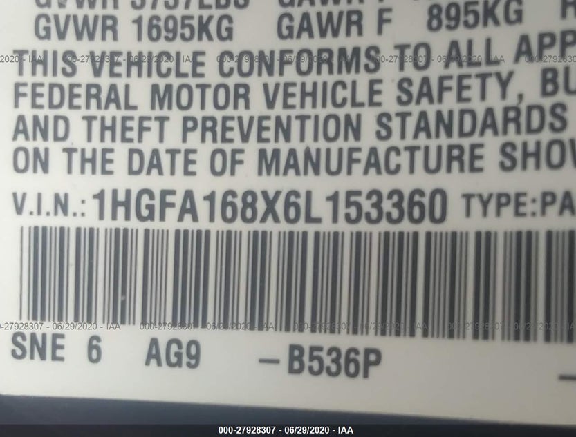 1HGFA168X6L153360