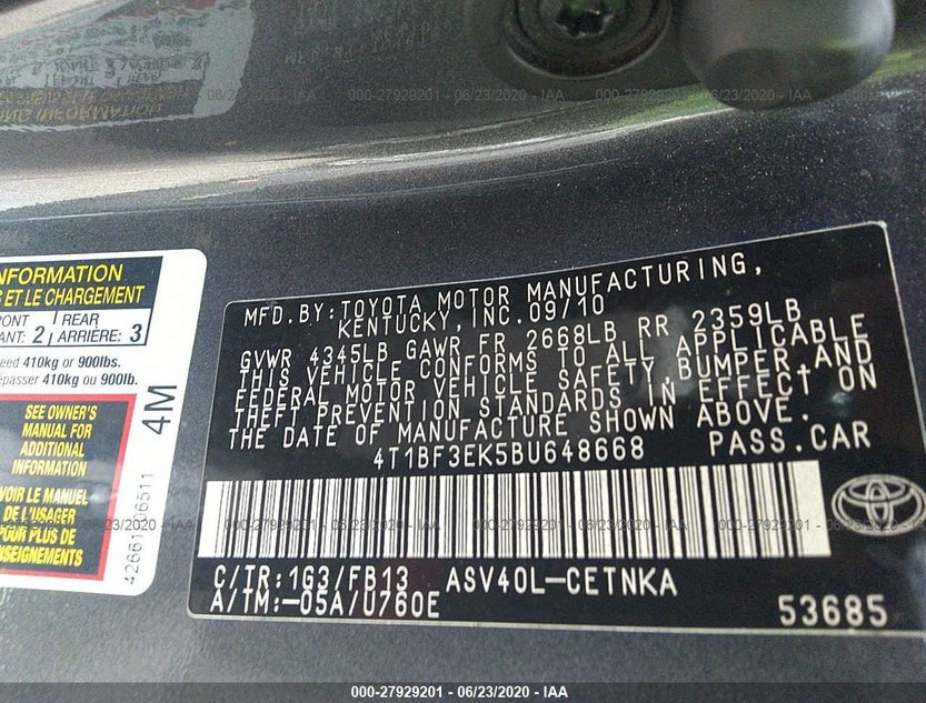4T1BF3EK5BU648668