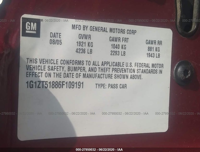1G1ZT51886F109191