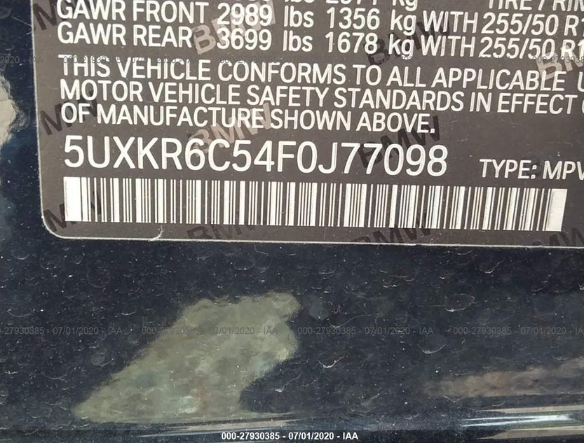 5UXKR6C54F0J77098