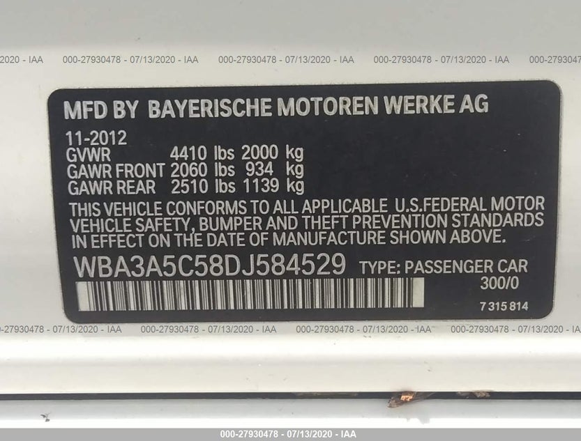 WBA3A5C58DJ584529
