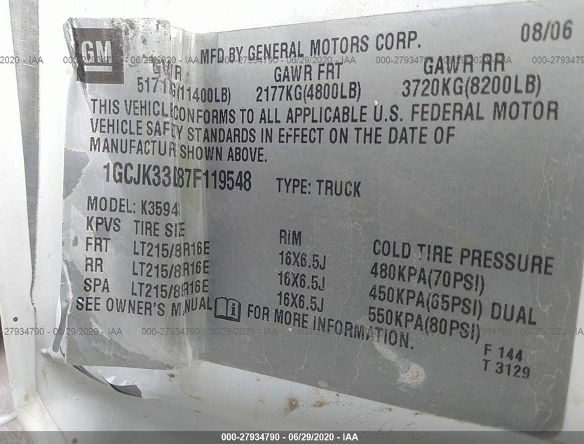 1GCJK33D87F119548