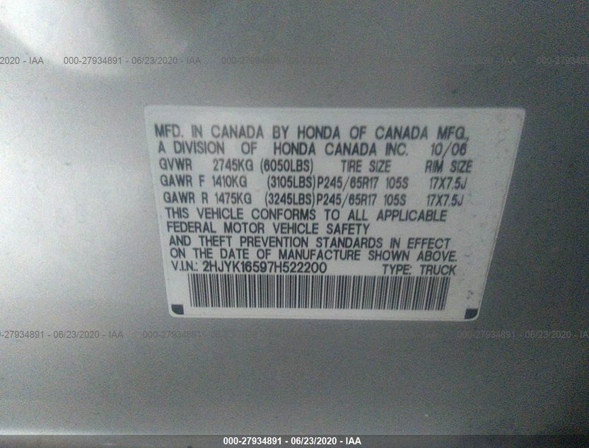 2HJYK16597H522200