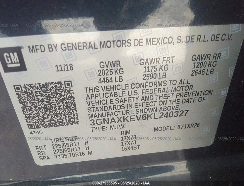 3GNAXKEV6KL240327