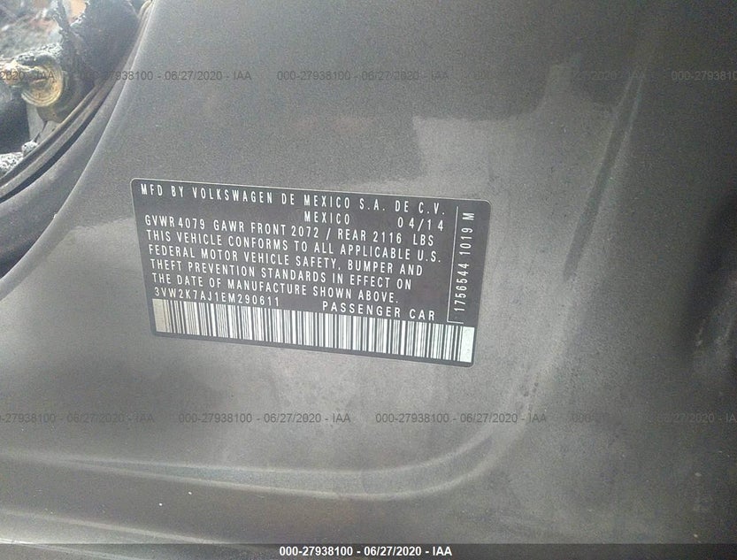 3VW2K7AJ1EM290611