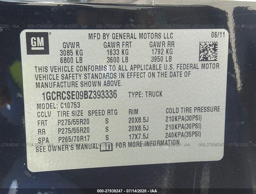 1GCRCSE09BZ393336