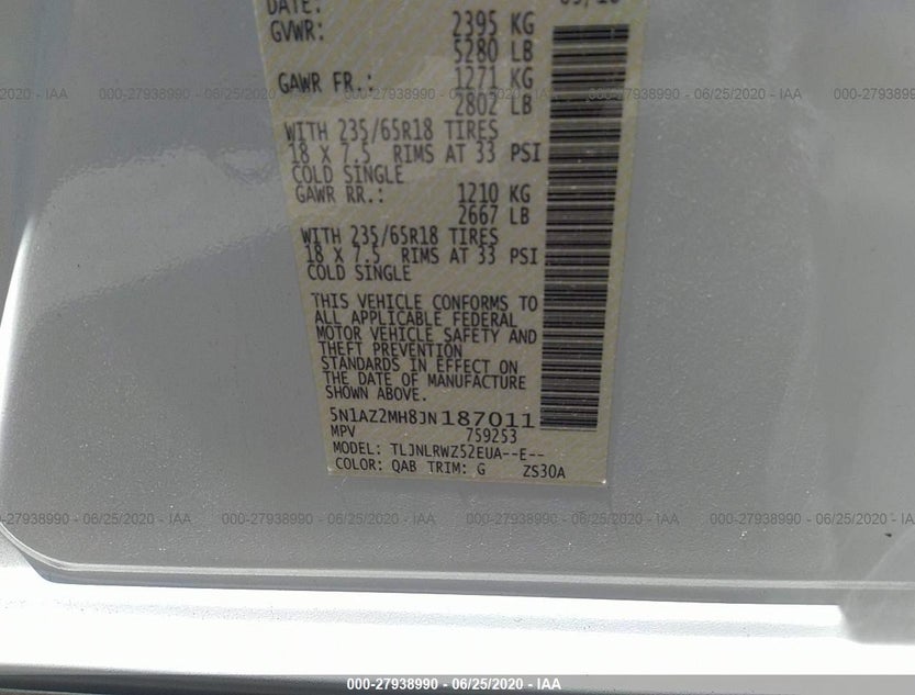 5N1AZ2MH8JN187011