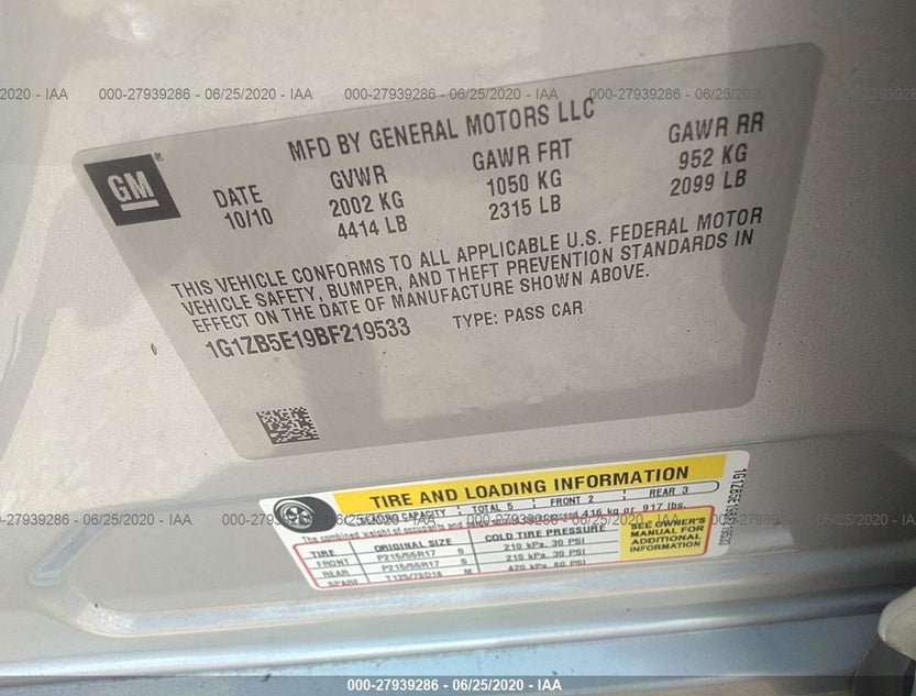 1G1ZB5E19BF219533