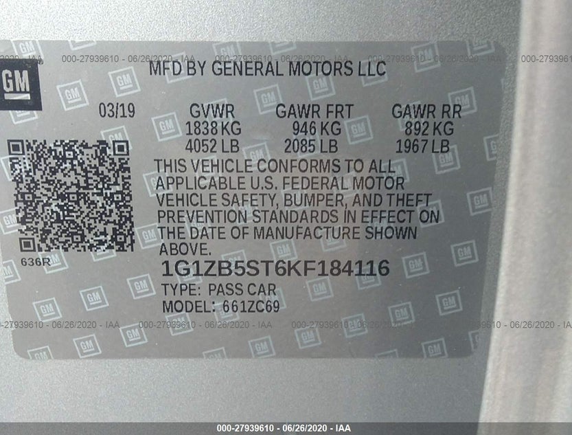 1G1ZB5ST6KF184116