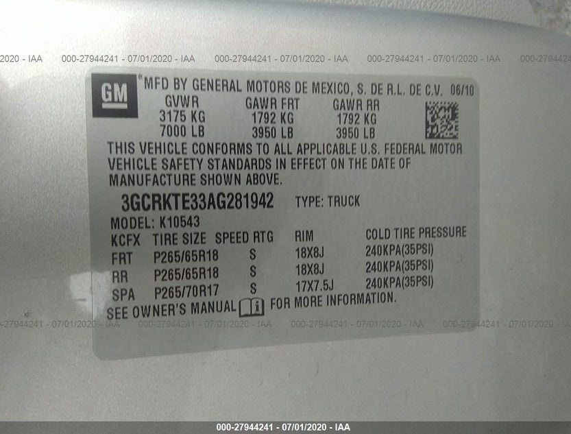 3GCRKTE33AG281942