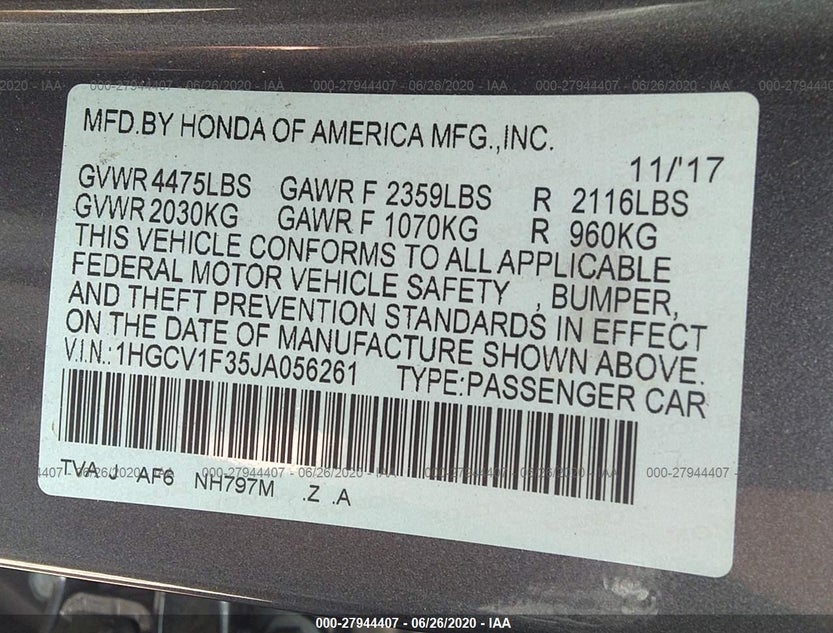 1HGCV1F35JA056261