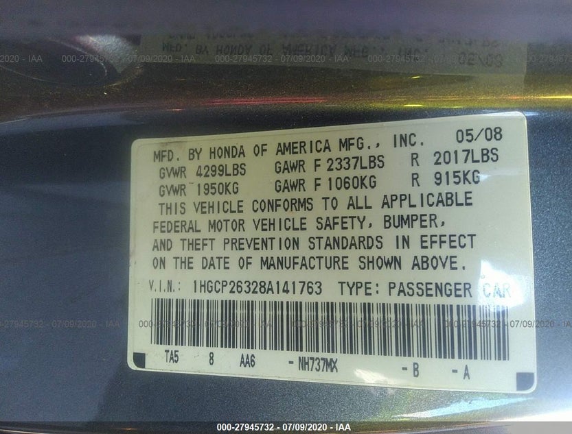 1HGCP26328A141763