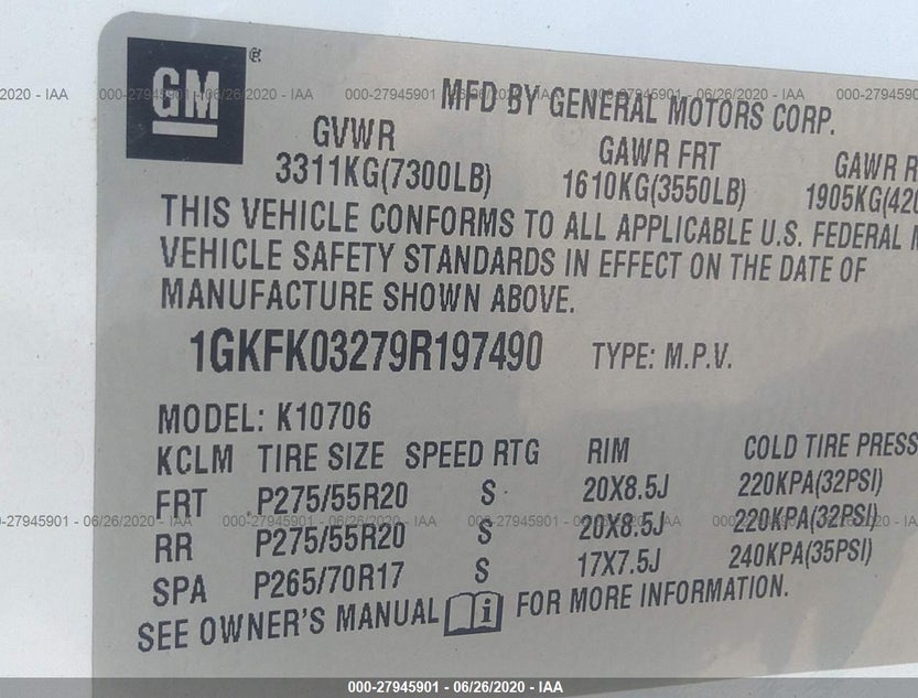 1GKFK03279R197490