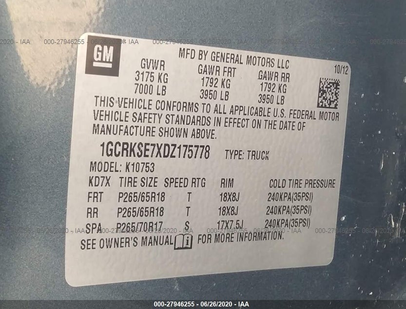 1GCRKSE7XDZ175778