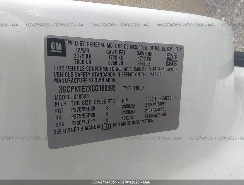 3GCPKTE7XCG180393