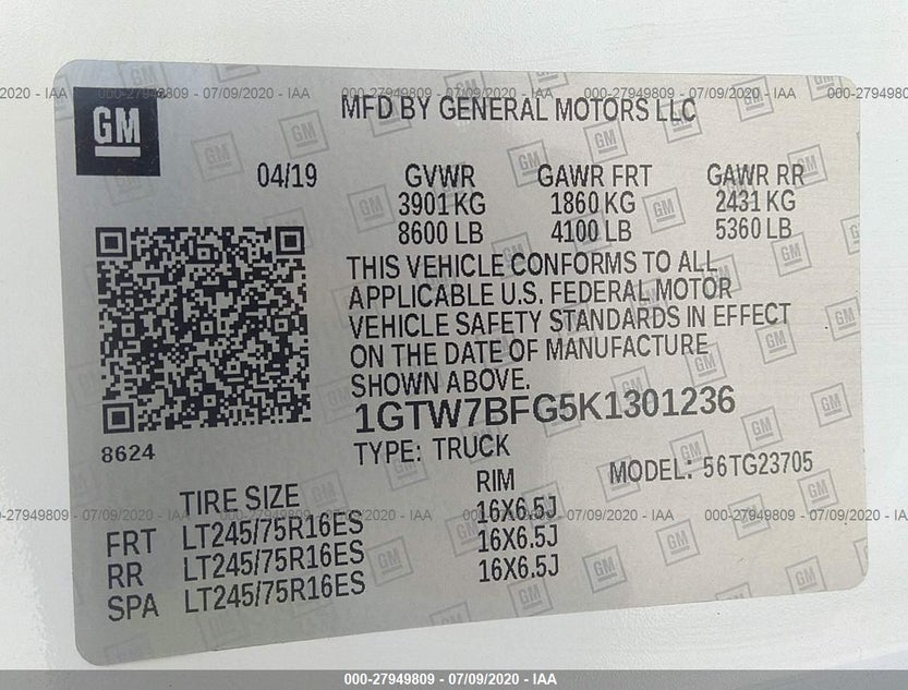 1GTW7BFG5K1301236