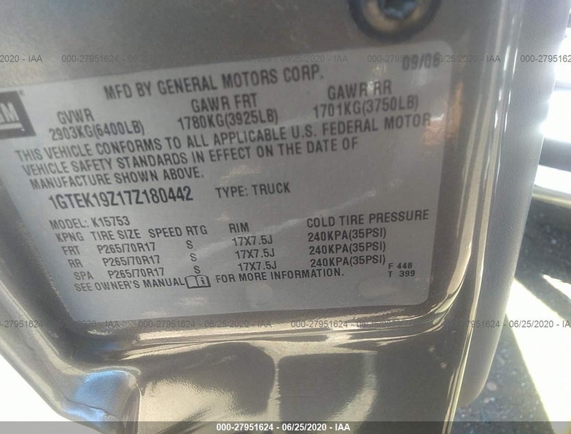 1GTEK19Z17Z180442