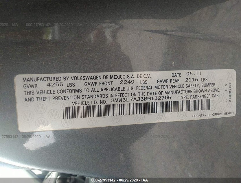 3VW3L7AJ3BM132705