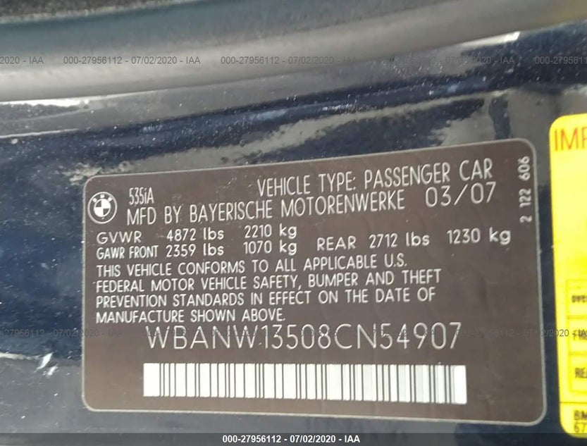 WBANW13508CN54907