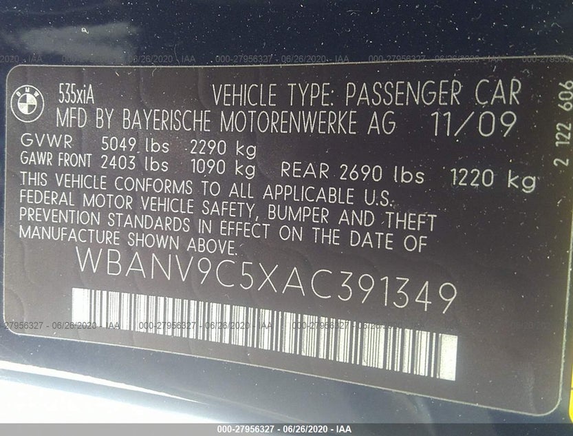 WBANV9C5XAC391349