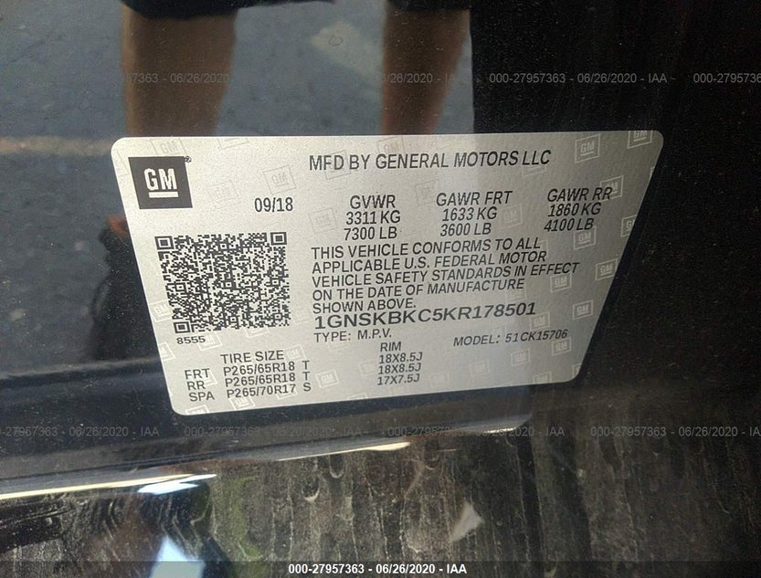 1GNSKBKC5KR178501