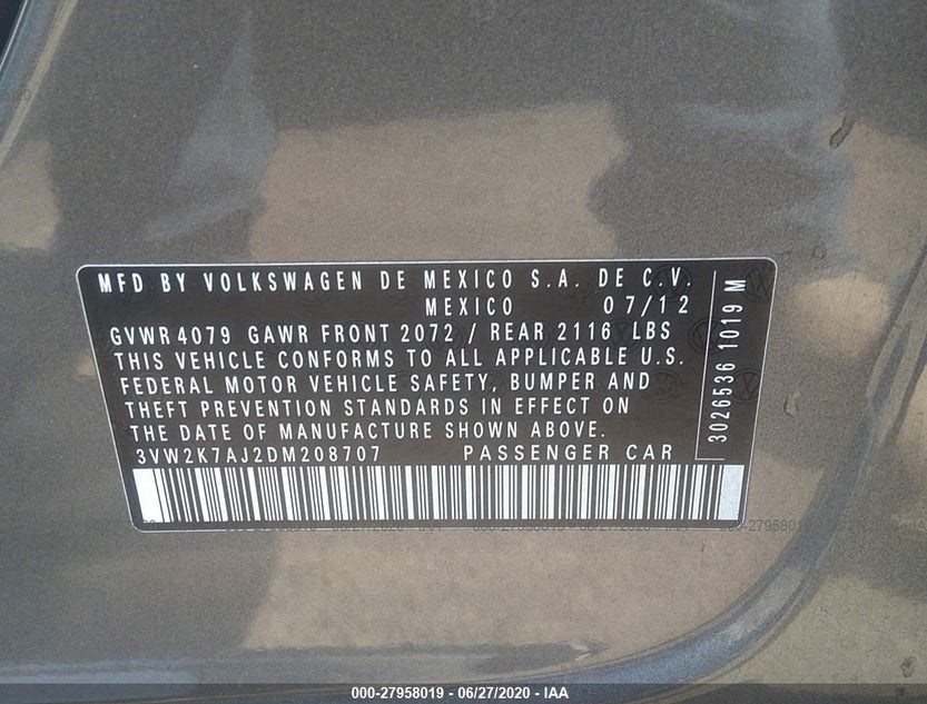 3VW2K7AJ2DM208707