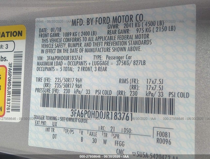 3FA6P0HD0JR183761
